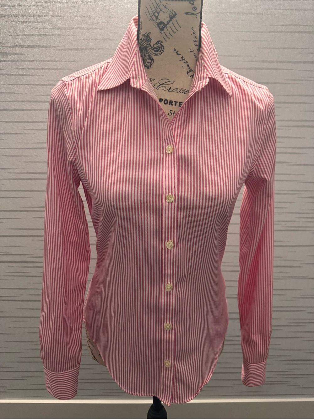 Banana Republic Classic Pink Striped Button-Down Shirt - Size 0P - Picture 5 of 7